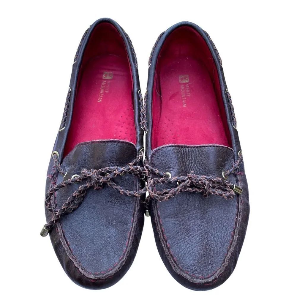 White Mountain Supple Leather Moccasin Flats Size 9 Brown